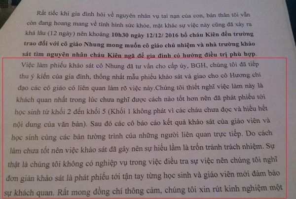 Học sinh bị gãy chân ở Trường Nam Trung Yên: Hé lộ sự thật