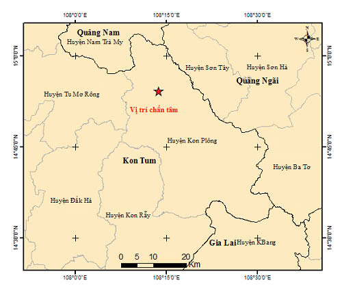 6 trận động đất liên tiếp chỉ trong hơn 10 phút ở Kon Tum