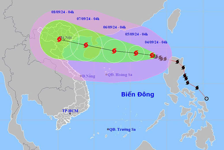 Thời tiết ngày 4/9: Bão số 3 mạnh cấp 11, giật cấp 13 trên khu vực bắc Biển Đông