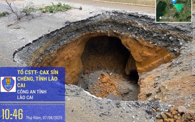 Lào Cai: Hoàn thành khắc phục hố sụt lún sâu 6m trên Quốc lộ 4