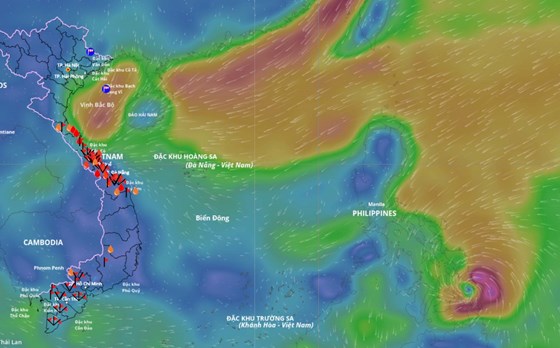 Dự báo các tỉnh mưa to gió mạnh từ đêm 6.11 khi bão số 13 đổ bộ