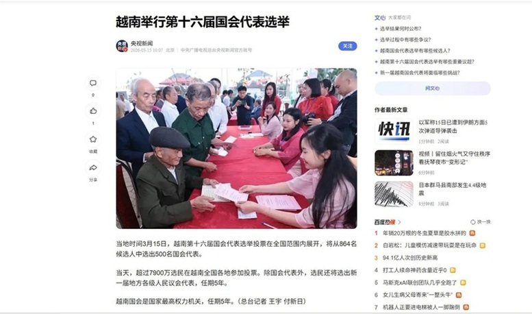 Nhiều hãng thông tấn quốc tế đưa tin về cuộc bầu cử tại Việt Nam